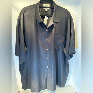 Three Palms Inner Harbor Mens Black Collared Short Sleeve Button Up Shirt Sz 2XL